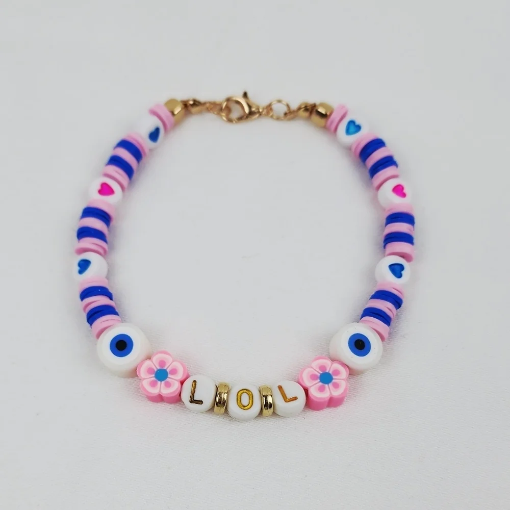 Handmade LOL Heart and Flower Bracelet